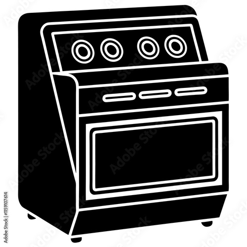 Dishwasher, Early countertop or standalone dishwasher silhouette vector icon illustration on white background.