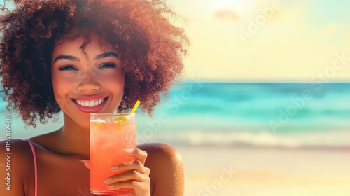 Refreshing Summer Drink at the Beach photo