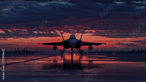 Wallpaper Mural Fighter jet on runway at sunset. (16) Torontodigital.ca