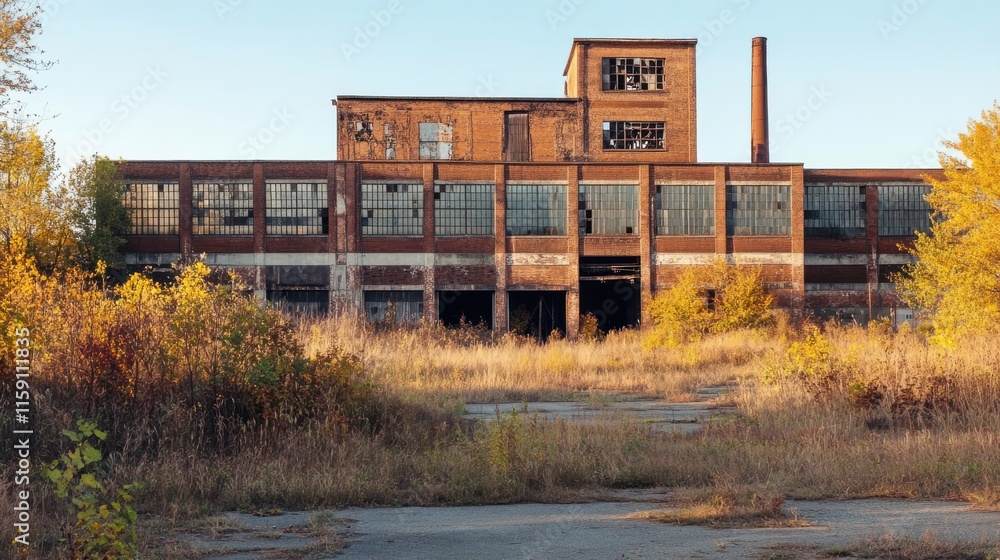 Abandoned Industrial Building in Soft Morning Light Abandoned Industrial Building in Soft Morning Light