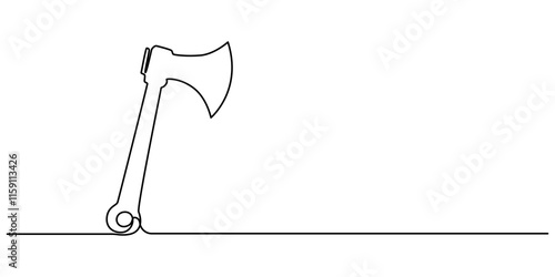 Axe icon in continuous line drawing style. Line art of an axe symbol. Vector illustration. Abstract background, axe, hatchet, woodcutter, construction tool one line art. Continuous line drawing of pro