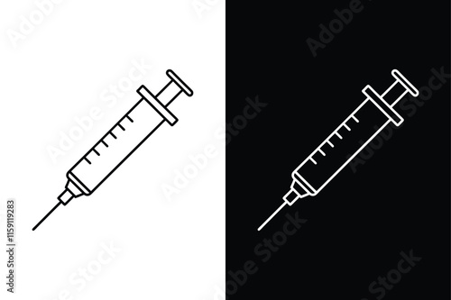 Syringe Line Icon. Modern Vector Design for Medical and Vaccine Applications