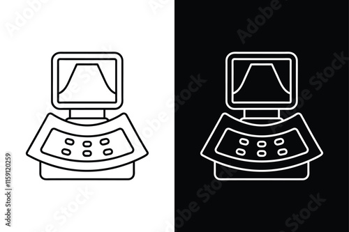 Outline Ultrasound Machine Icon. Pixel-Perfect Vector Design