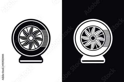 Fan and Ventilator Propeller Icon. Stylish Black and White Vector Graphics photo