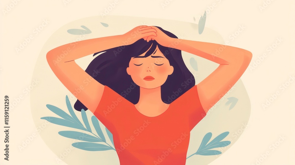 A woman with her arms around her head looks tired. Headache. Unhappy girl sitting alone, feeling frustrated. Emotion, reaction or body language. The concept of fear, violence, despair or anxiety. A woman with her arms around her head looks tired. Headache. Unhappy girl sitting alone, feeling frustrated. Emotion, reaction or body language. The concept of fear, violence, despair or anxiety.