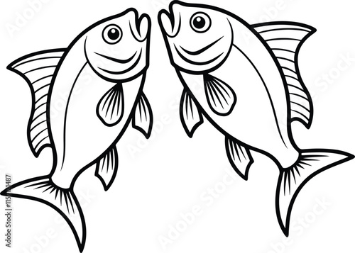 fish line art vector