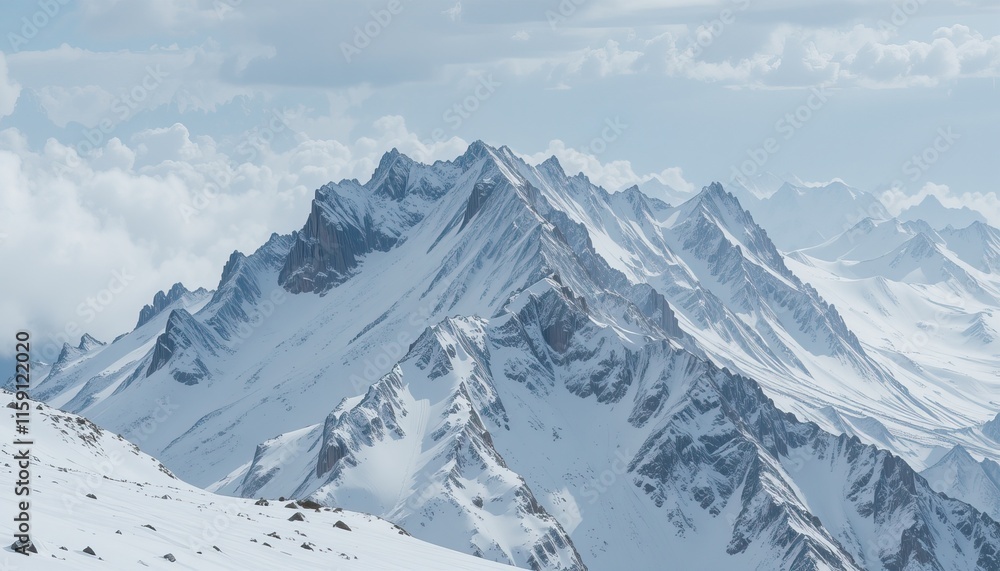 Obraz premium Snow Covered Mountain Under Cloudy Sky