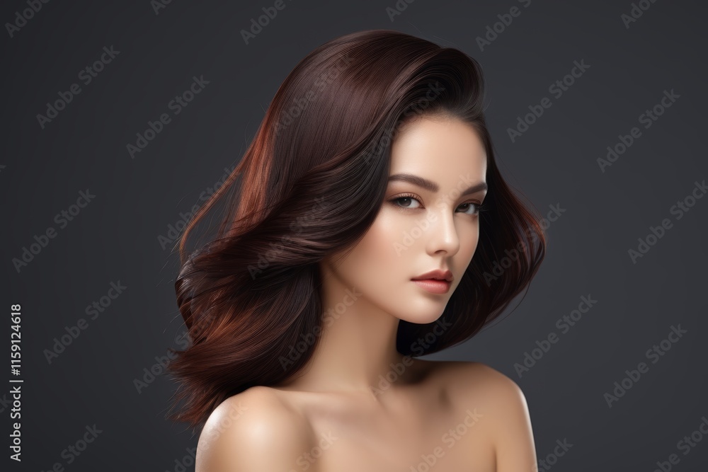 arafed woman with long brown hair and a black background arafed woman with long brown hair and a black background