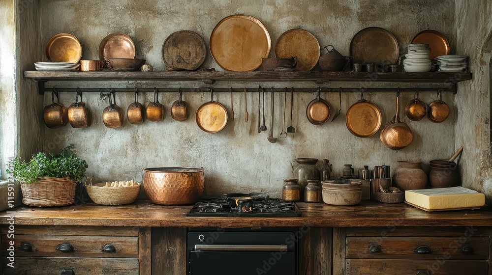 Rustic cheesemaking workshop with an open fire and traditional tools. Rustic cheesemaking workshop with an open fire and traditional tools.