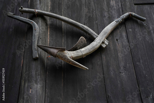 Obraz na płótnie Agricultural tools on Dong people's houses in China Ethnic Museum. w salonie