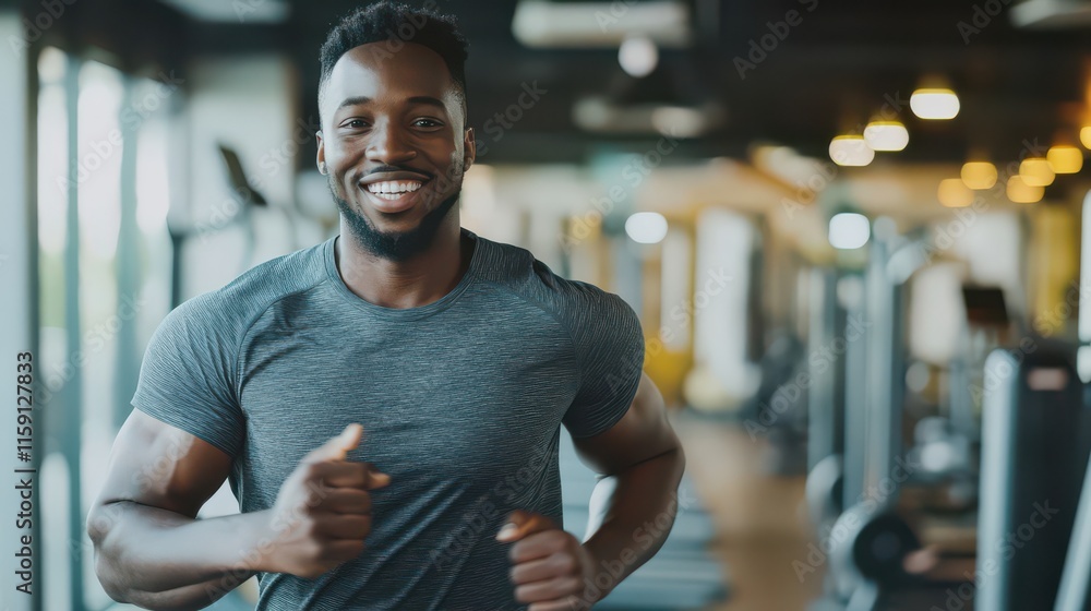 Happy Man at the Gym Exercising Happy Man at the Gym Exercising