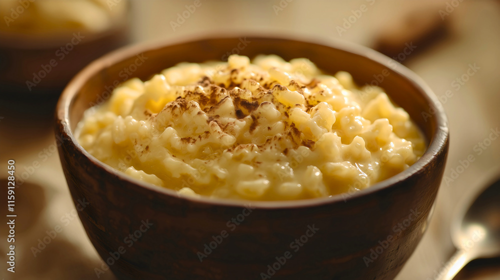 Sweet rice pudding prepared in a very recognizable way, with rice mixed with milk and cinnamon, is a very delicious and healthy dessert. Sweet rice pudding prepared in a very recognizable way, with rice mixed with milk and cinnamon, is a very delicious and healthy dessert.