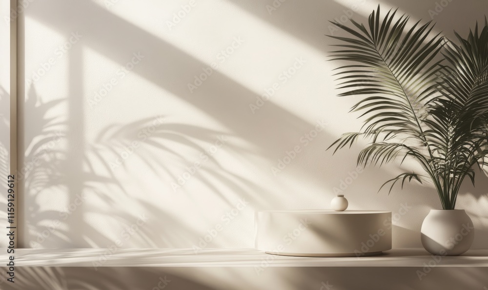 Soft Natural Light Creating Serene Atmosphere in Minimalist Interior with Elegant Plant and Simple Decorative Items on a Clean Surface Soft Natural Light Creating Serene Atmosphere in Minimalist Interior with Elegant Plant and Simple Decorative Items on a Clean Surface