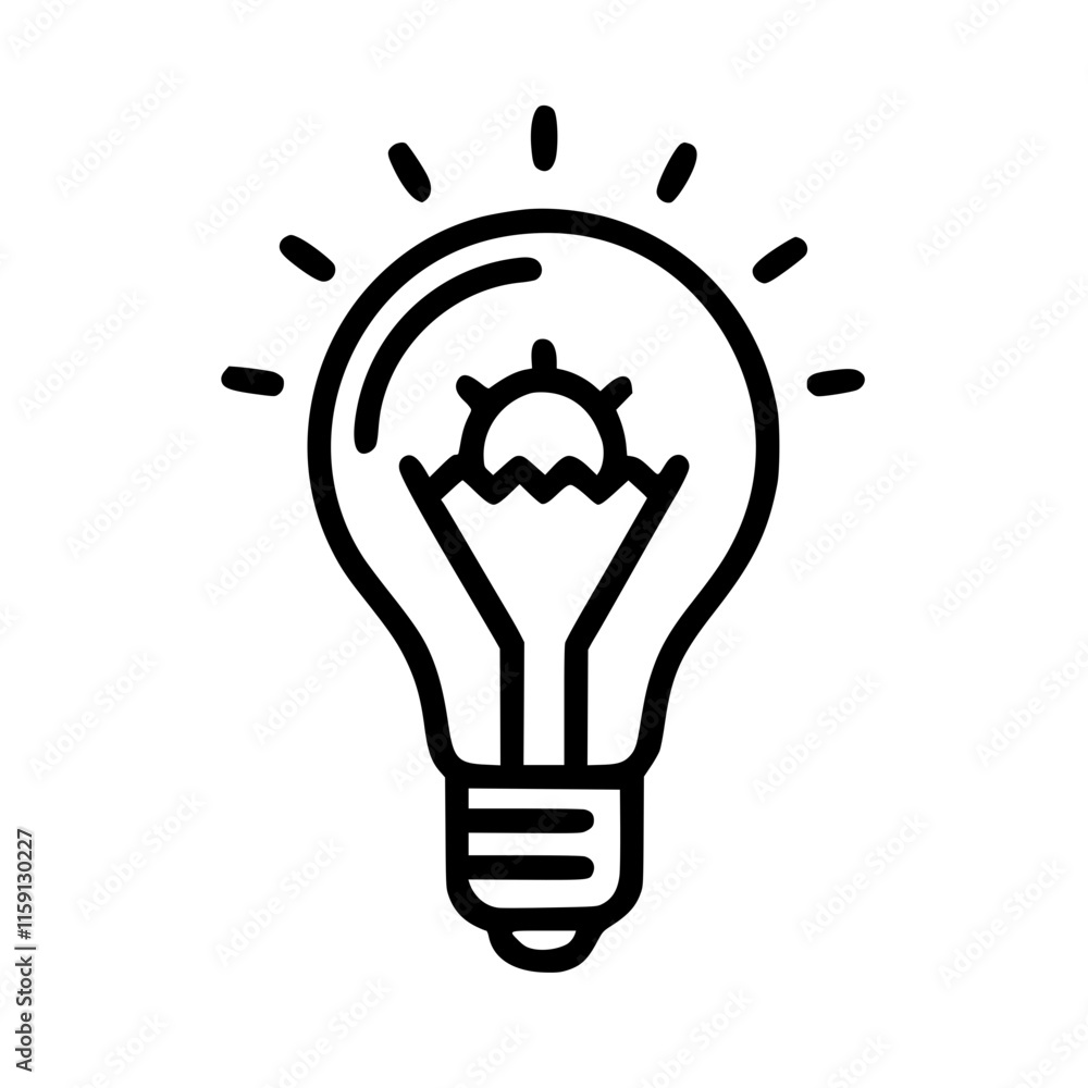 Light bulb in outline icon style, education theme. Light bulb in outline icon style, education theme.