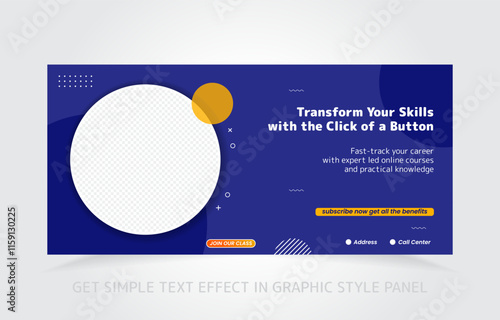 banner template design e-learning online and class master with free simple text effect in graphic style panel