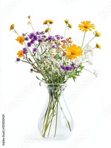 Wallpaper Mural Minimalist still life of vibrant wildflowers in a clear glass vase with sufficient space for text. Generative AI Torontodigital.ca