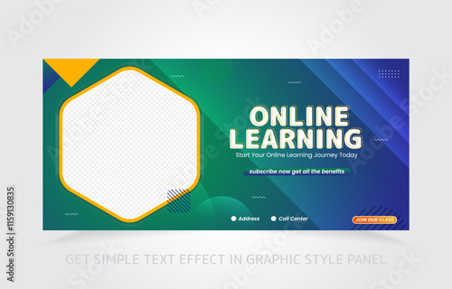 banner template design e-learning online and class master with free simple text effect in graphic style panel