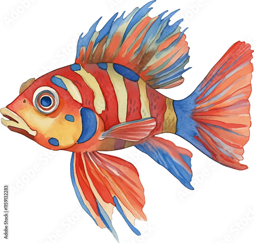 watercolour vector clipart of a Mandarin Fish