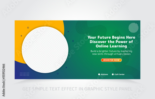 banner template design e-learning online and class master with free simple text effect in graphic style panel