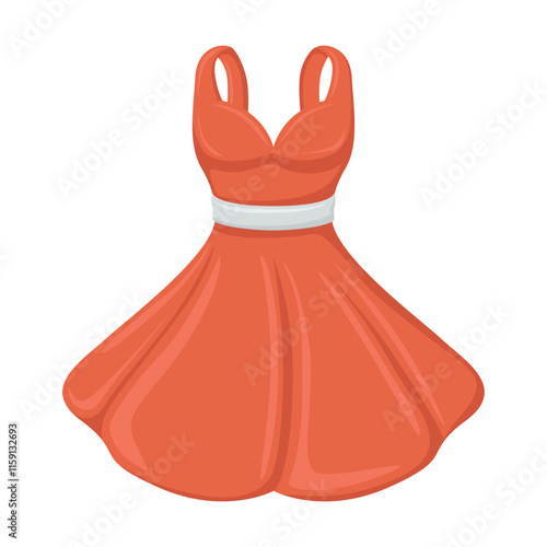 Red Dress Emoji Icon Illustration. Party Clothes Vector Symbol Emoticon Design Doodle Vector.