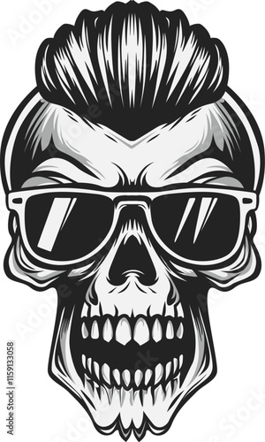 Mohawk skull with glasses