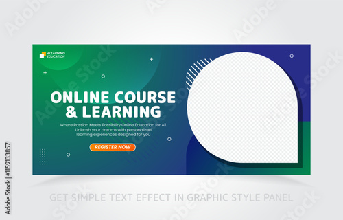 banner template design e-learning online and class master with free simple text effect in graphic style panel