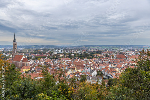 Wallpaper Mural Small Bavarian city Landshut on a bright spring day from bird perspective Torontodigital.ca