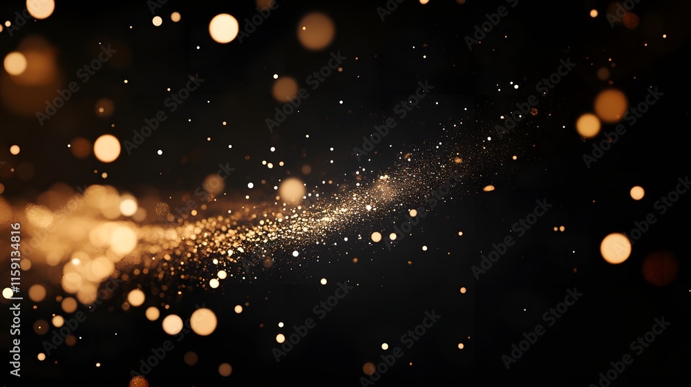 Obraz premium Golden Glitter Sparkles on Dark Background