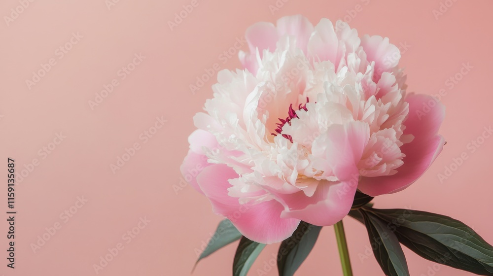 A graceful pink peony against a soft blush background, close-up shot, Minimalist style A graceful pink peony against a soft blush background, close-up shot, Minimalist style