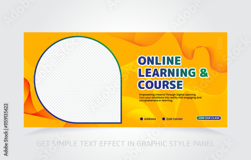 banner template design e-learning online and class master with free simple text effect in graphic style panel