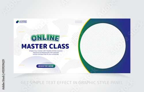 banner template design e-learning online and class master with free simple text effect in graphic style panel