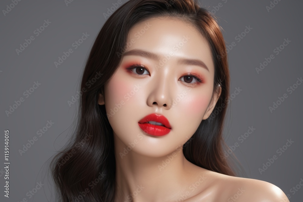 a close up of a woman with a red lipstick and a red lip a close up of a woman with a red lipstick and a red lip