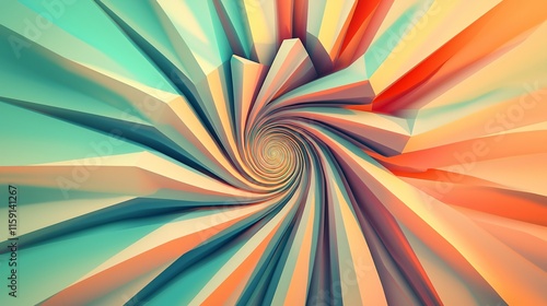 Wallpaper Mural swirl of vibrant colors with geometric shapes, blended into a soft gradient background of pastel hues, evoking a sense of fluidity and motion. [abstract]:[background]  Torontodigital.ca