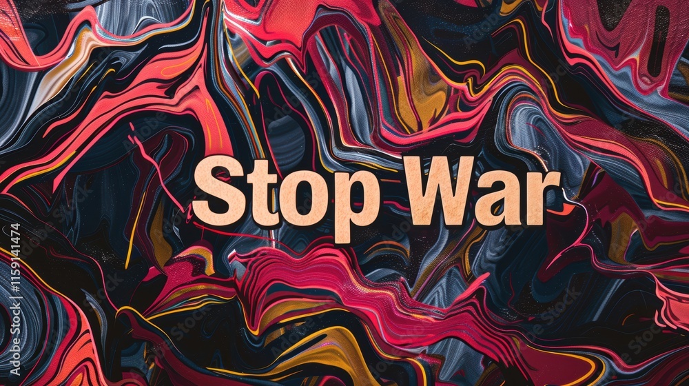 Stop War: Impactful Abstract Banner with Swirling Red and Black Patterns for Peace Advocacy Stop War: Impactful Abstract Banner with Swirling Red and Black Patterns for Peace Advocacy