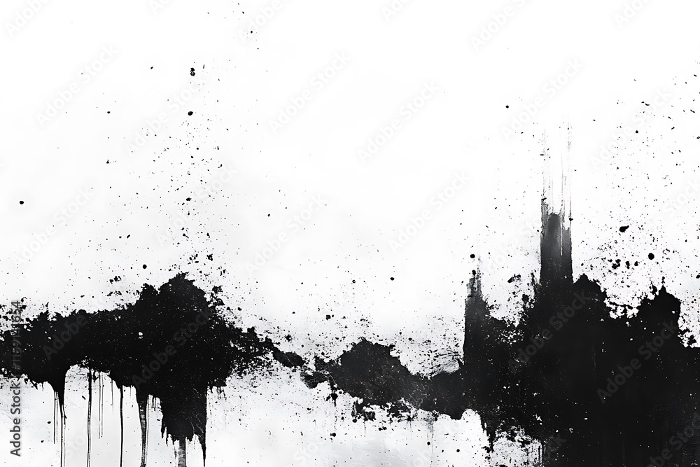 Abstract Black Ink Splatter On White Background Abstract Black Ink Splatter On White Background
