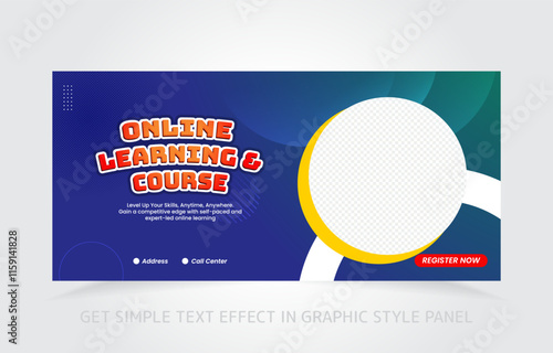 banner template design e-learning online and class master with free simple text effect in graphic style panel