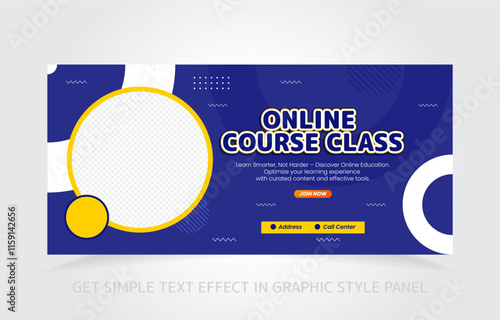 banner template design e-learning online and class master with free simple text effect in graphic style panel