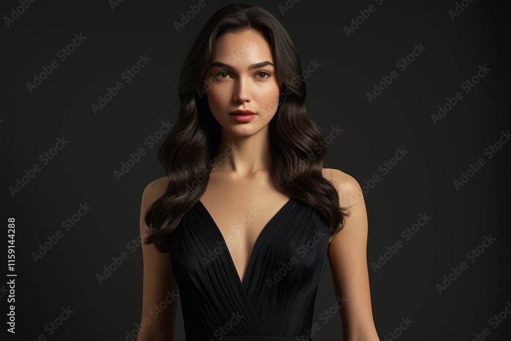 a close up of a woman in a black dress posing for a picture a close up of a woman in a black dress posing for a picture