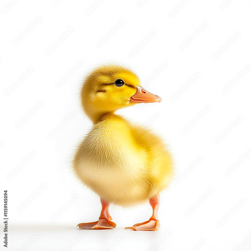 yellow duckling standing isolated on white background. yellow duckling standing isolated on white background.