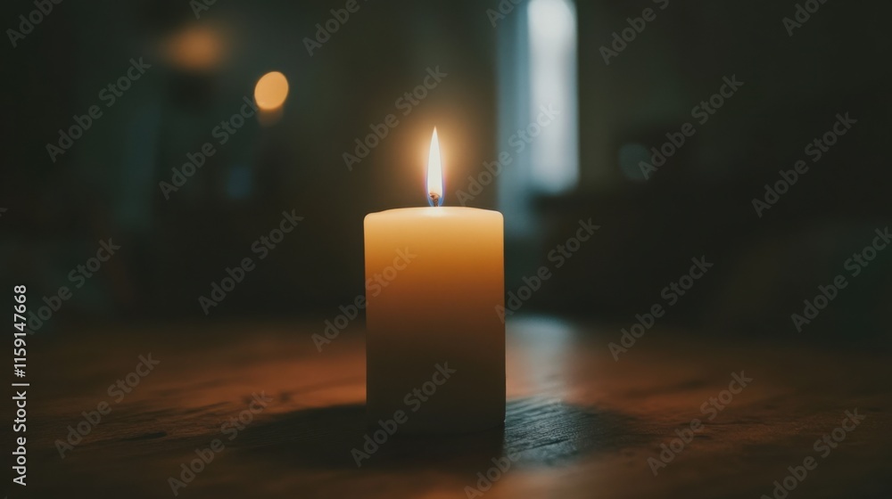 A minimalist composition of a single candle burning in a dimly lit room, close-up shot, Minimalist style A minimalist composition of a single candle burning in a dimly lit room, close-up shot, Minimalist style
