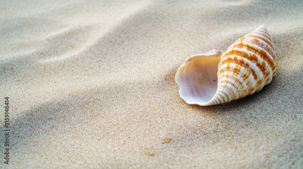 A minimalist composition of a single seashell resting on smooth beach sand, close-up shot, Minimalist style A minimalist composition of a single seashell resting on smooth beach sand, close-up shot, Minimalist style