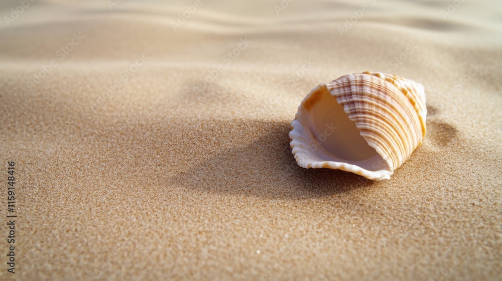 A minimalist composition of a single seashell resting on smooth beach sand, close-up shot, Minimalist style A minimalist composition of a single seashell resting on smooth beach sand, close-up shot, Minimalist style