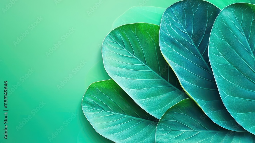 Obraz premium Lotus leaves abstract background idea. Vibrant green leaves layered beautifully on a soft green background.