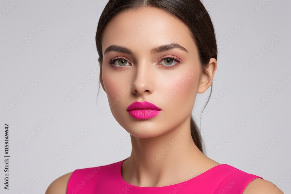 a close up of a woman with a bright pink lipstick a close up of a woman with a bright pink lipstick