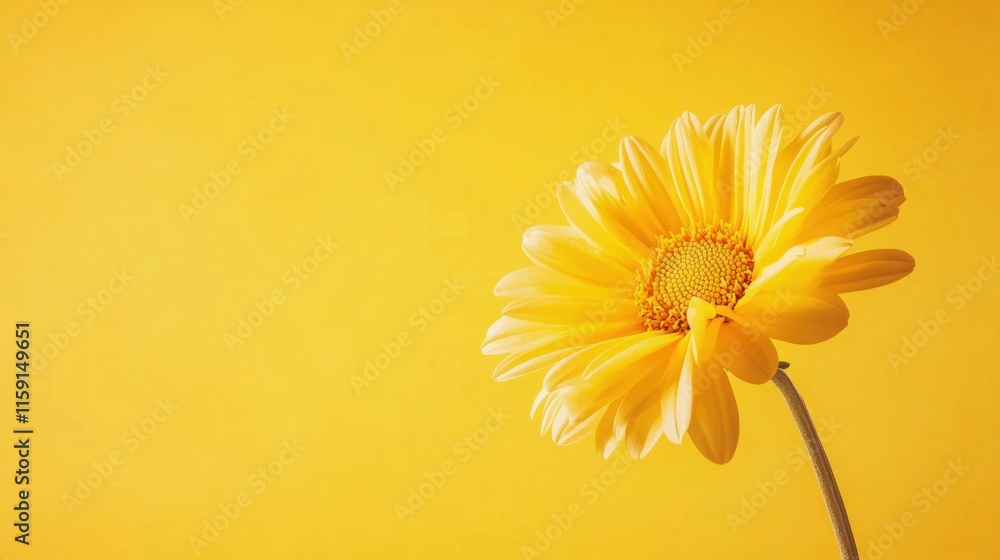 custom made wallpaper toronto digitalA playful chrysanthemum on a sunny yellow background, whimsical illustration style, photo of
