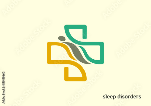 sleek line design for a hospital symbol, incorporating a subtle sleep disorder icon for clarity and focus