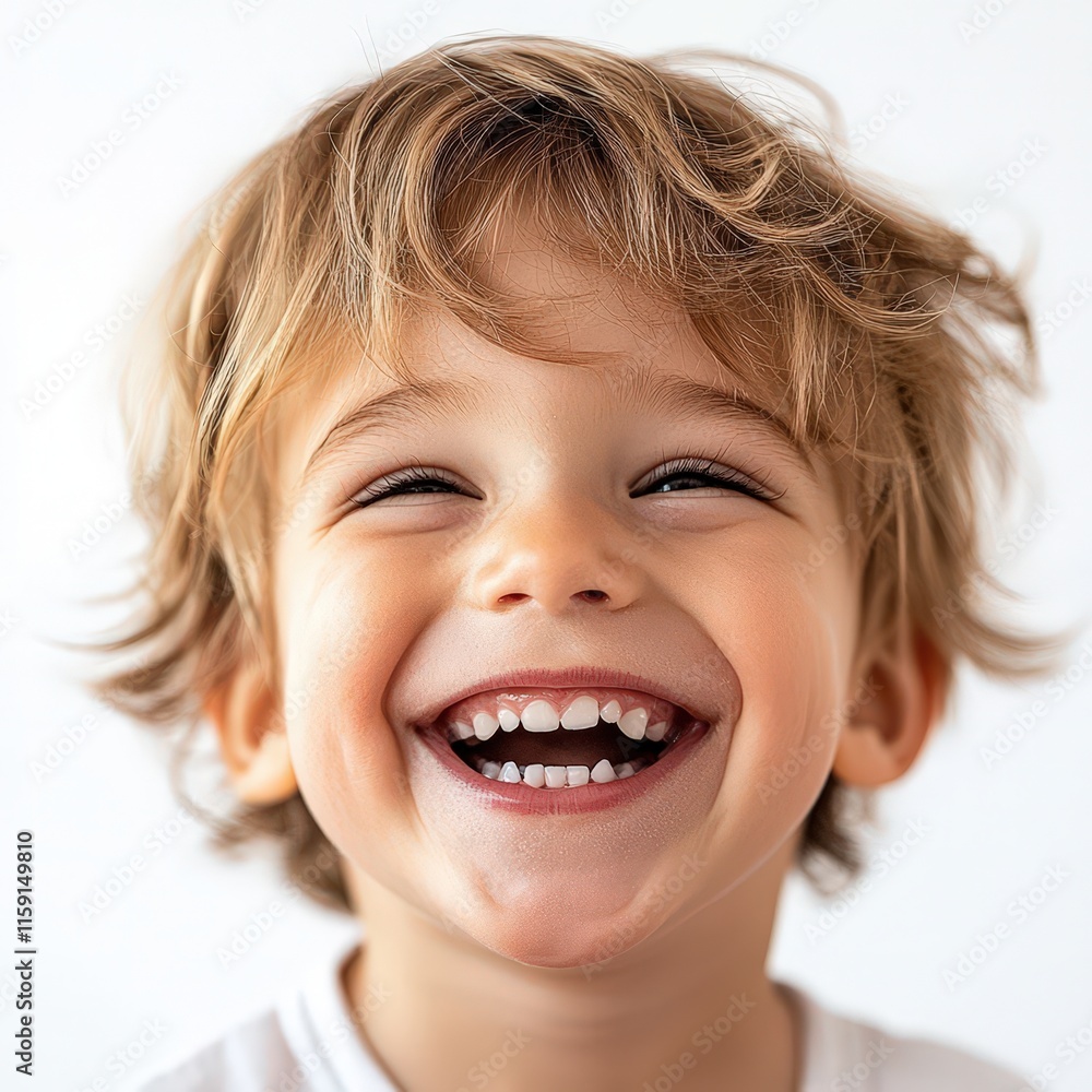 Joyful blonde-haired boy smiling brightly with sparkling eyes against a white background. Perfect for themes of childhood innocence, happiness, and playful energy. Joyful blonde-haired boy smiling brightly with sparkling eyes against a white background. Perfect for themes of childhood innocence, happiness, and playful energy.