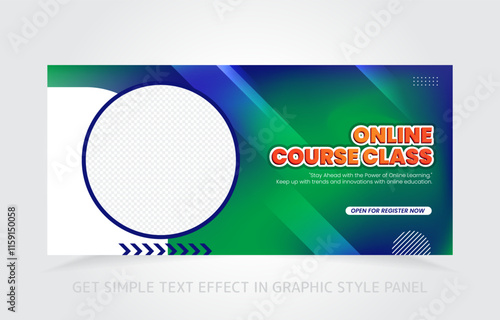 banner template design e-learning online and class master with free simple text effect in graphic style panel
