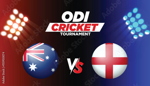 AUSTRALIA VS ENGLAND template for sports. Cricket International Tournament 2025 vector illustration graphics. Australia vs England Clash. photo