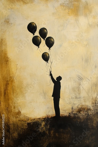 Symbolic release of black balloons into the horizon at dusk, representing freedom and letting go